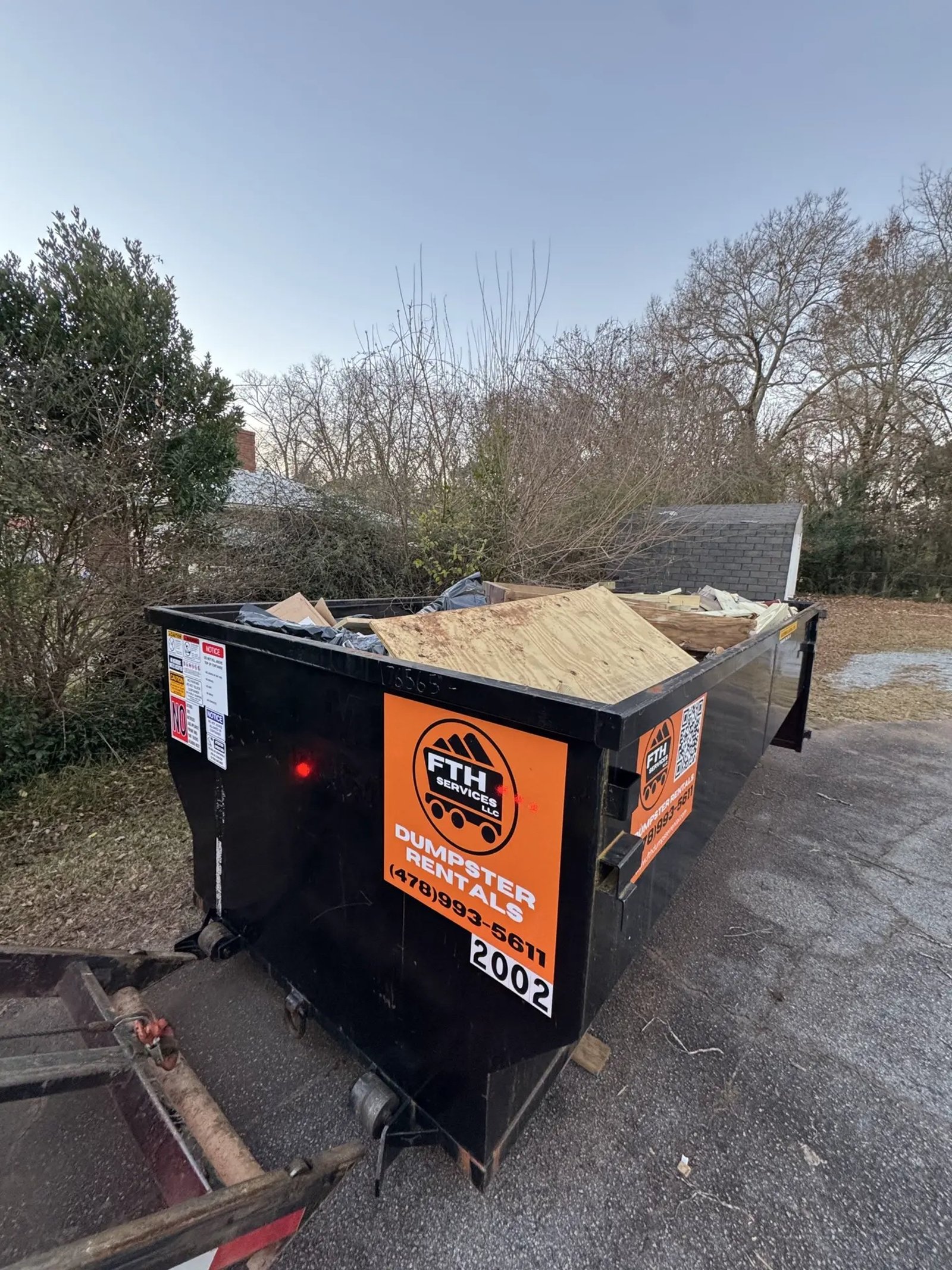 Roll off dumpster delivered for construction and remodeling debris.